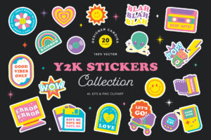 Y2K Illustrations & Stickers (AI, EPS, PNG Format)