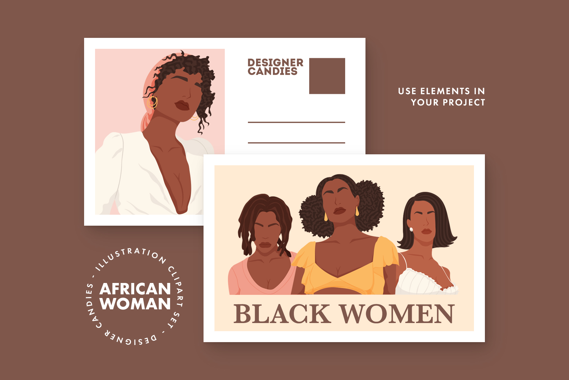 African Women Illustrations (AI, EPS, PNG Format)