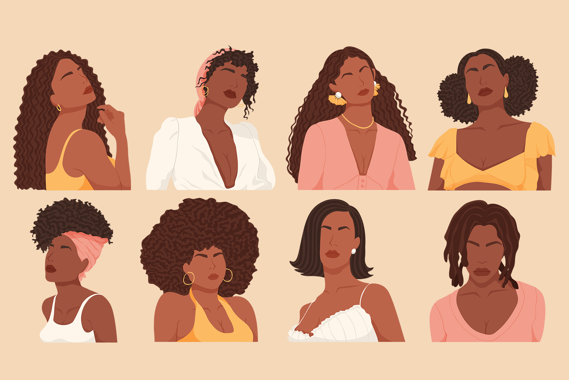 African Women Illustrations (AI, EPS, PNG Format)