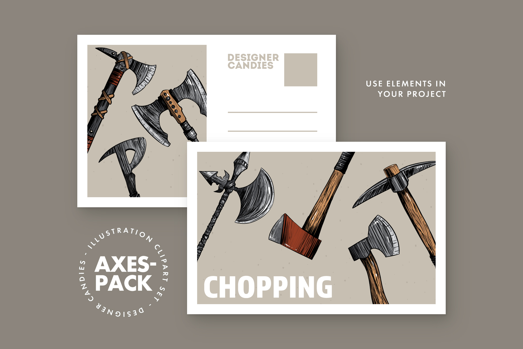 Axes Clipart Illustration Set (PSD, PNG Format)