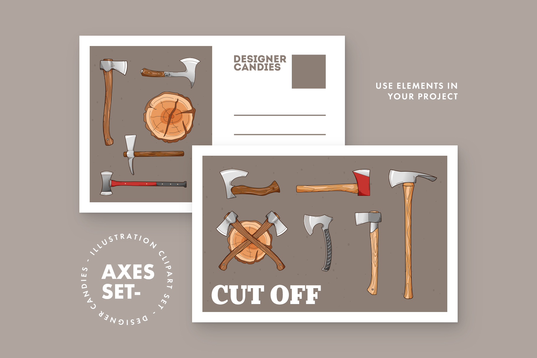 Axes Illustration Set (AI, EPS, PNG Format)
