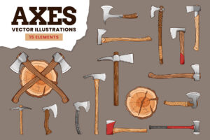 Axes Illustration Set (AI, EPS, PNG Format)