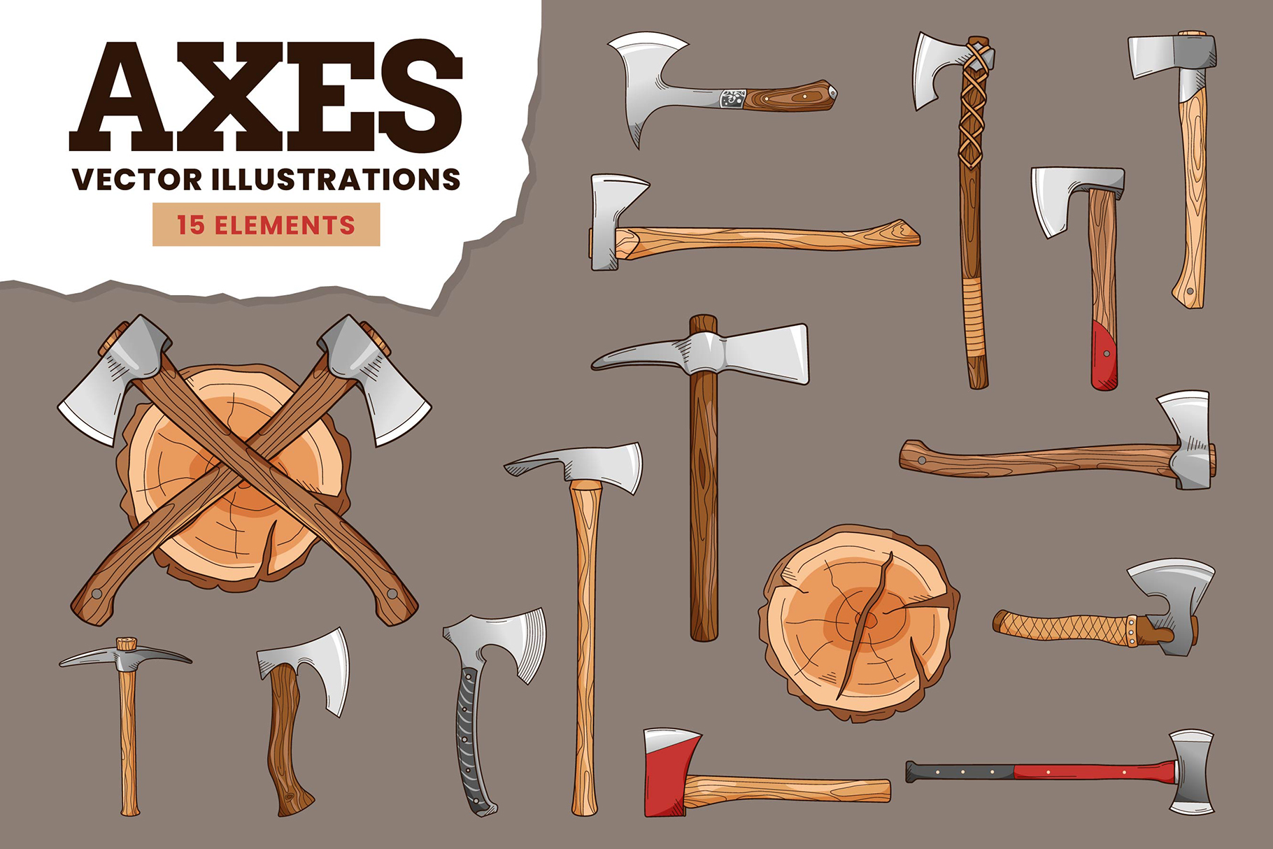 Axes Illustration Set (AI, EPS, PNG Format)