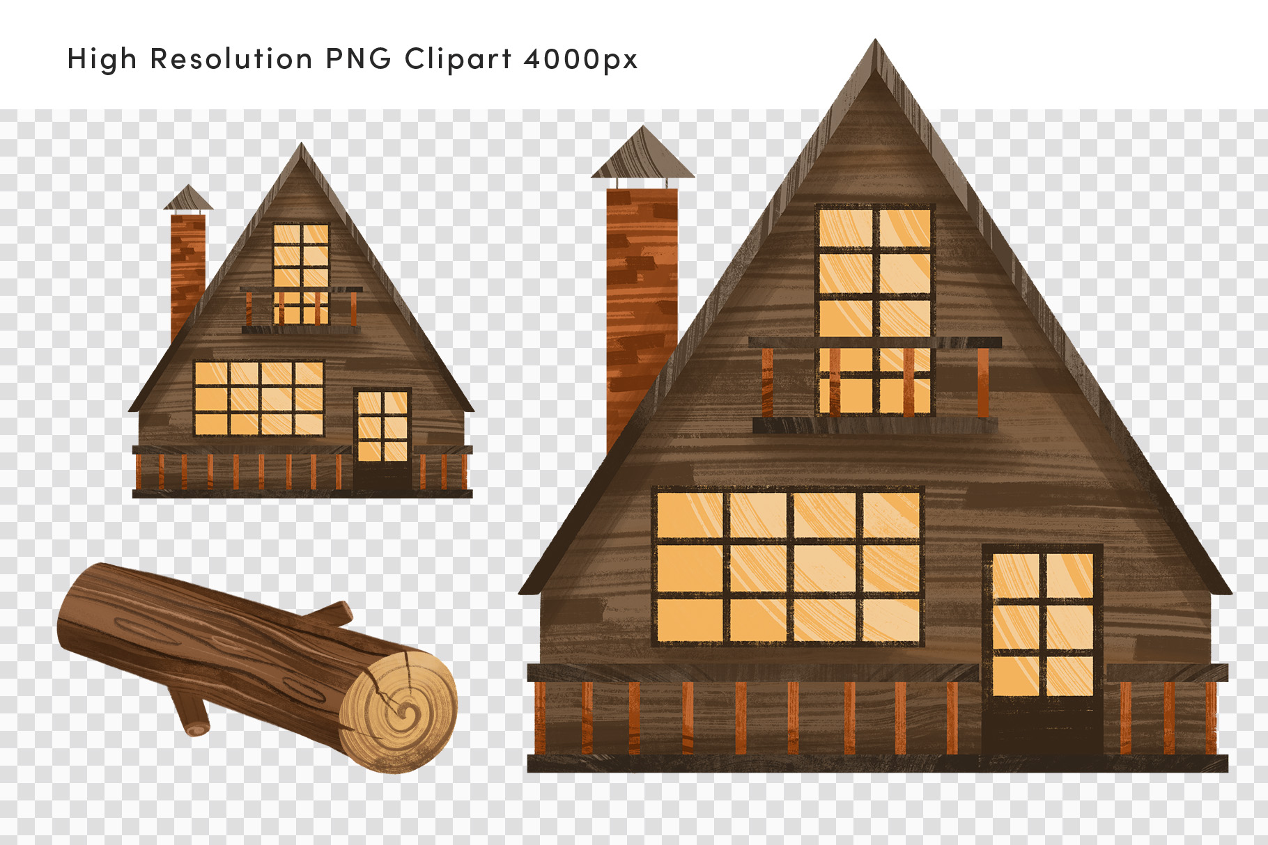 Cabin in the Woods Clipart Set (PSD, PNG Format)