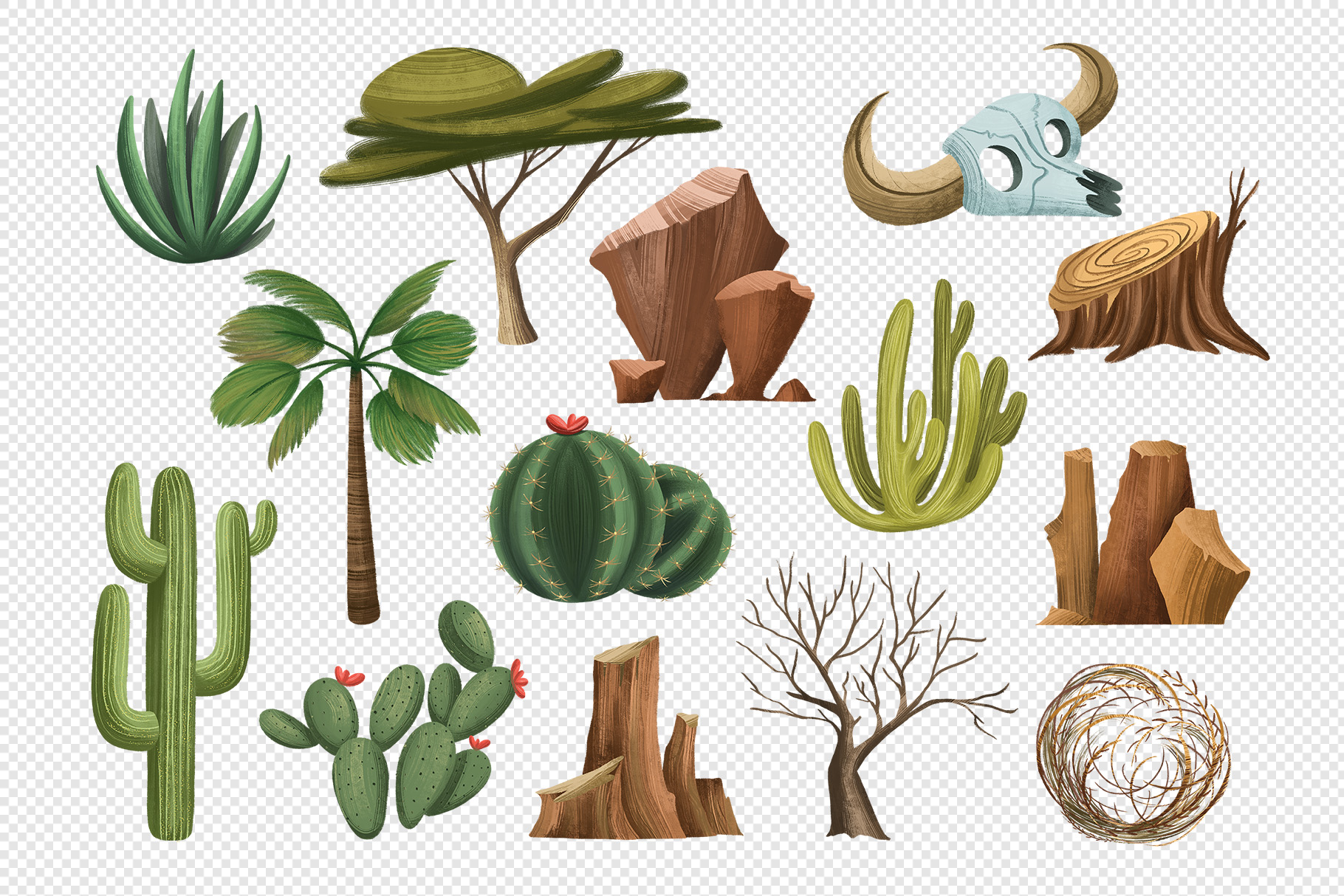 Desert Landscape Background Illustrations Set (PSD, PNG, JPEG Format)