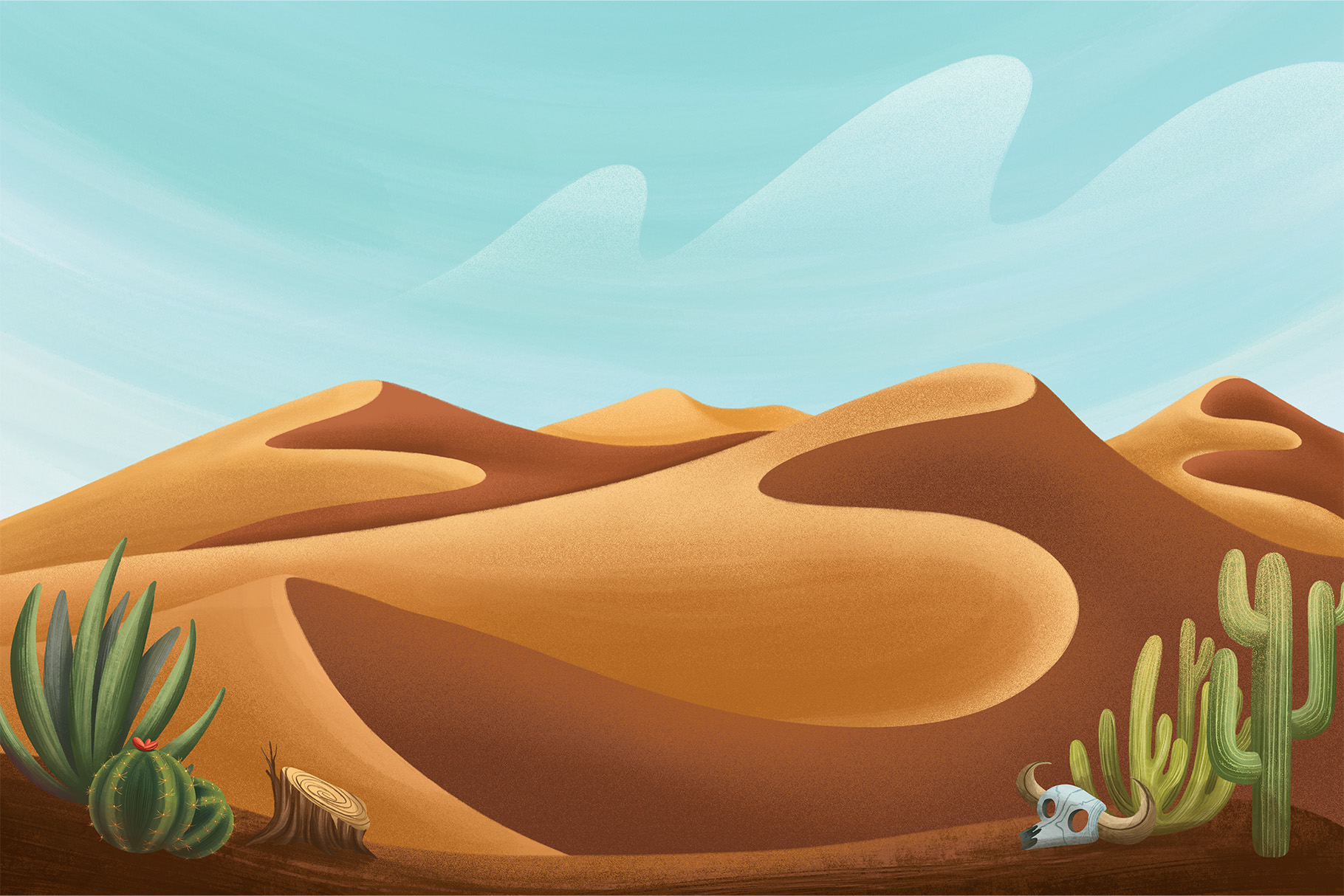 Desert Landscape Background Illustrations Set (PSD, PNG, JPEG Format)