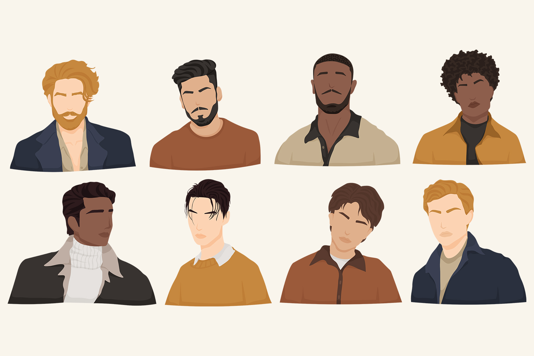 Diverse Men Illustrations (AI, EPS, PNG Format)