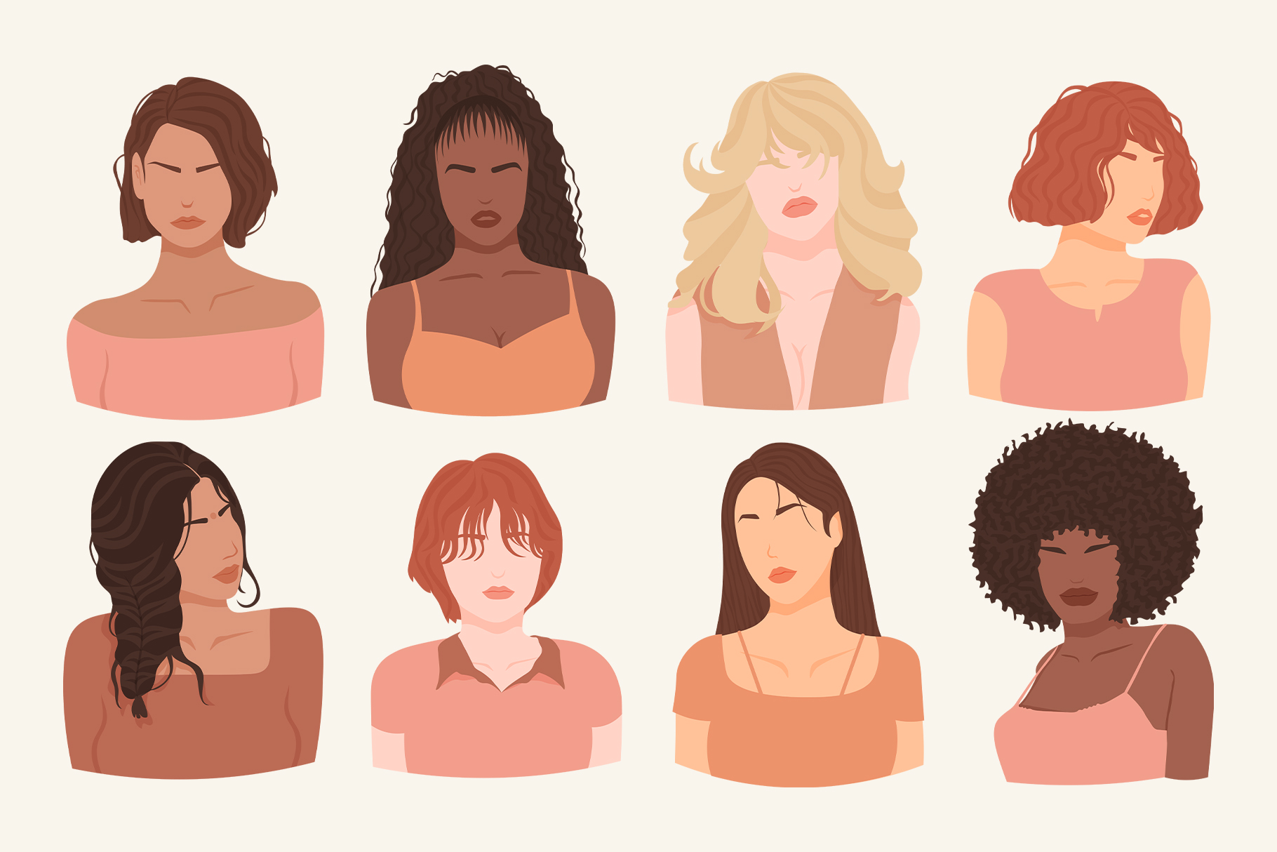 Diverse Women Illustrations (AI, EPS, PNG Format)