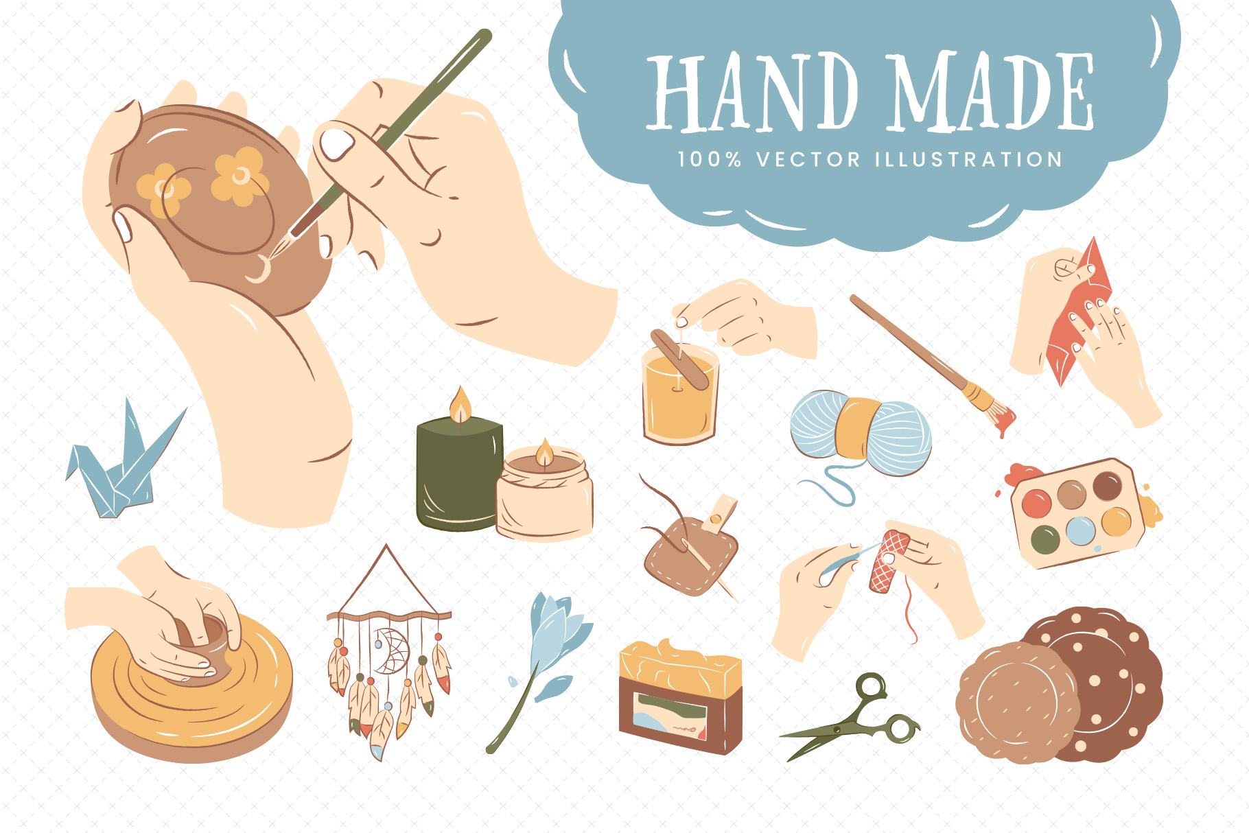 Handmade Crafting Illustrations (AI, EPS, PNG Format)