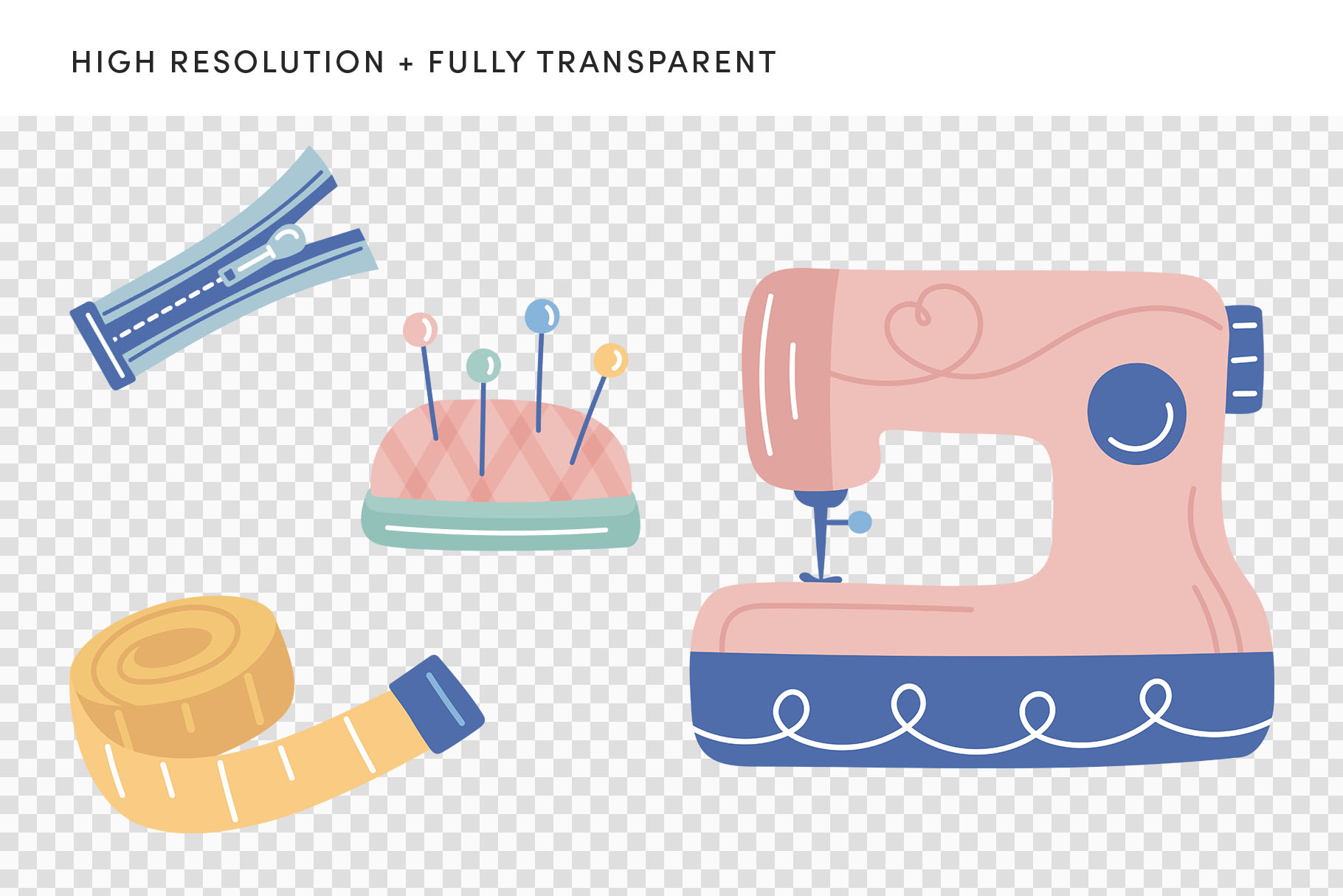 Sewing Tools Vector Illustration Set (AI, EPS, PNG Format)
