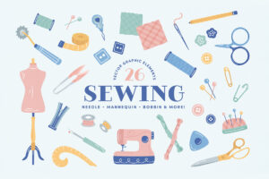 Sewing Tools Vector Illustration Set (AI, EPS, PNG Format)