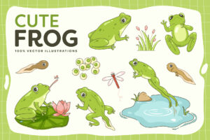 Frog Illustrations Set (AI, EPS, PNG Format)