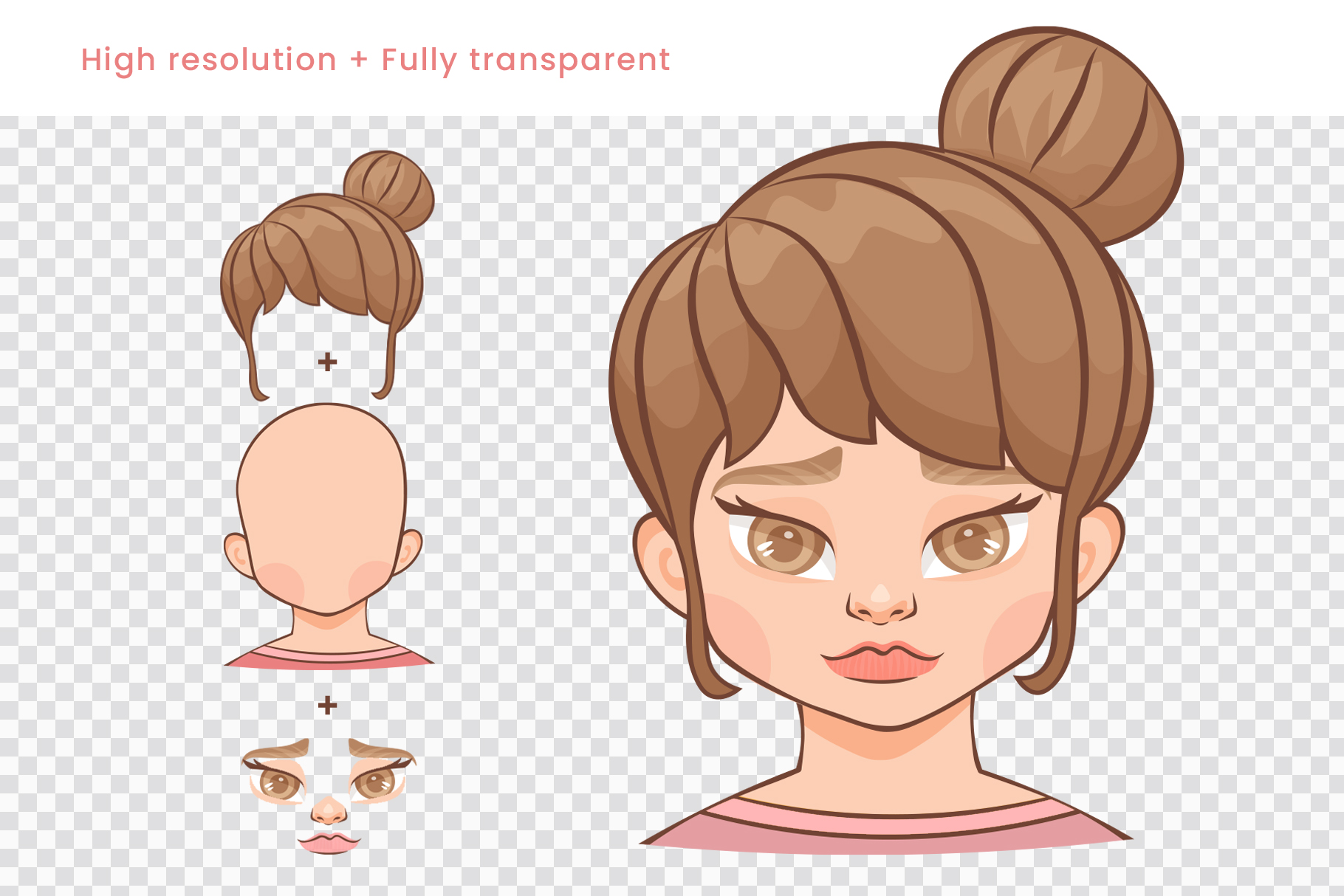 Girl Character Avatar Builder Kit (AI, EPS, PNG Format)
