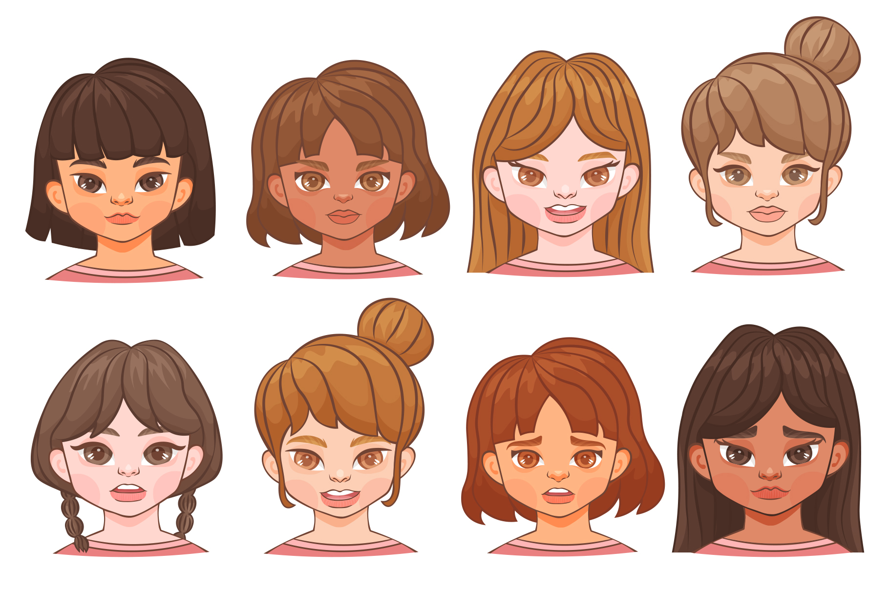 Girl Character Avatar Builder Kit (AI, EPS, PNG Format)