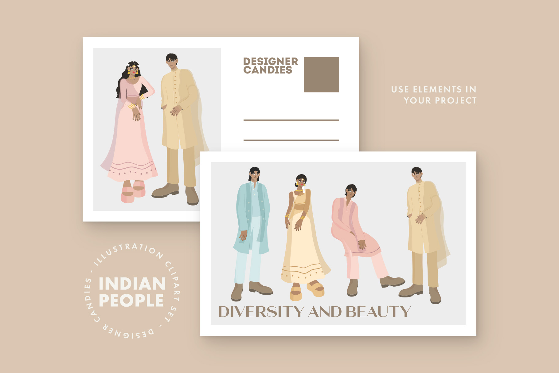 Indian People Illustrations Set (AI, EPS, PNG Format)
