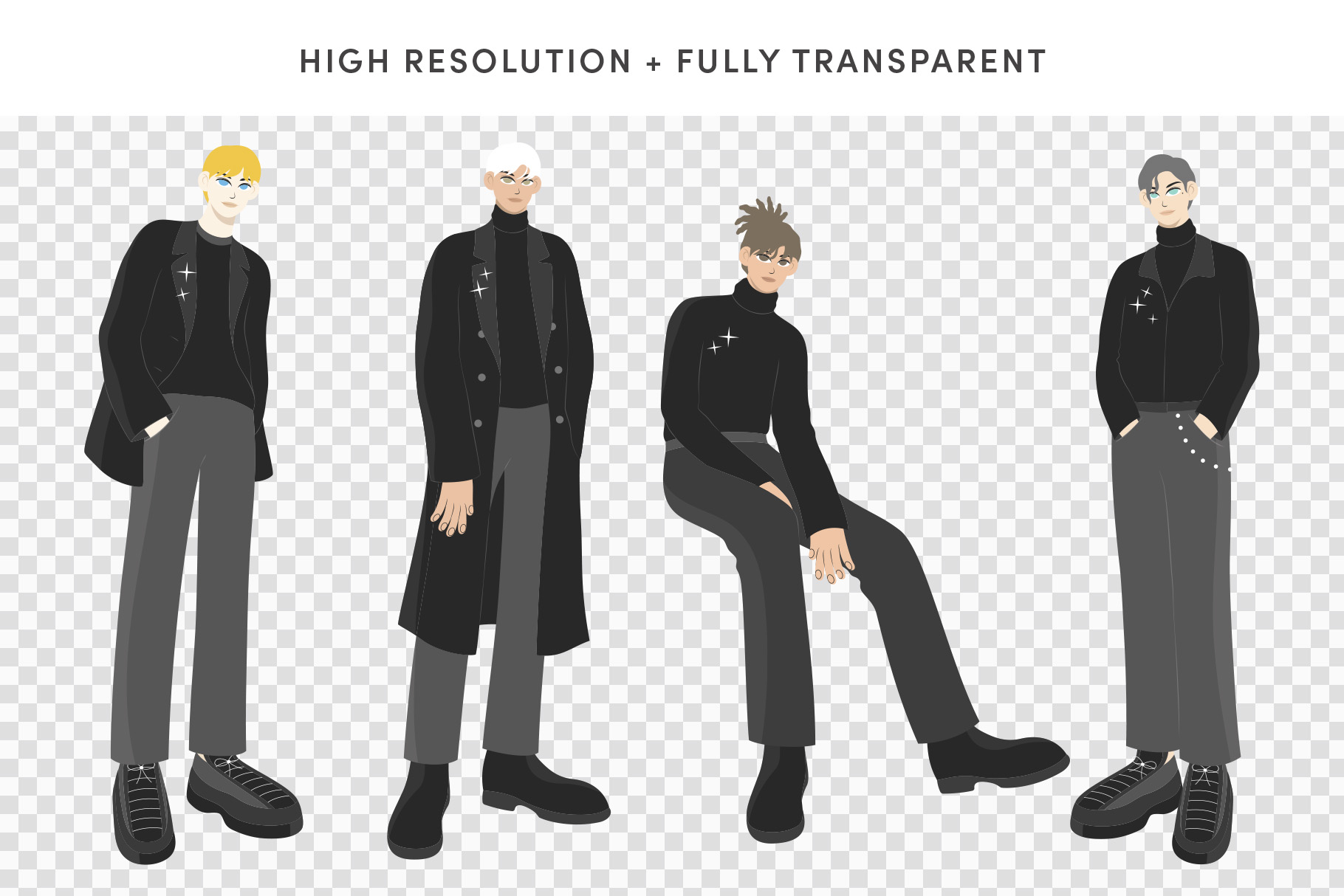 Men Illustrations Set (AI, EPS, PNG Format)