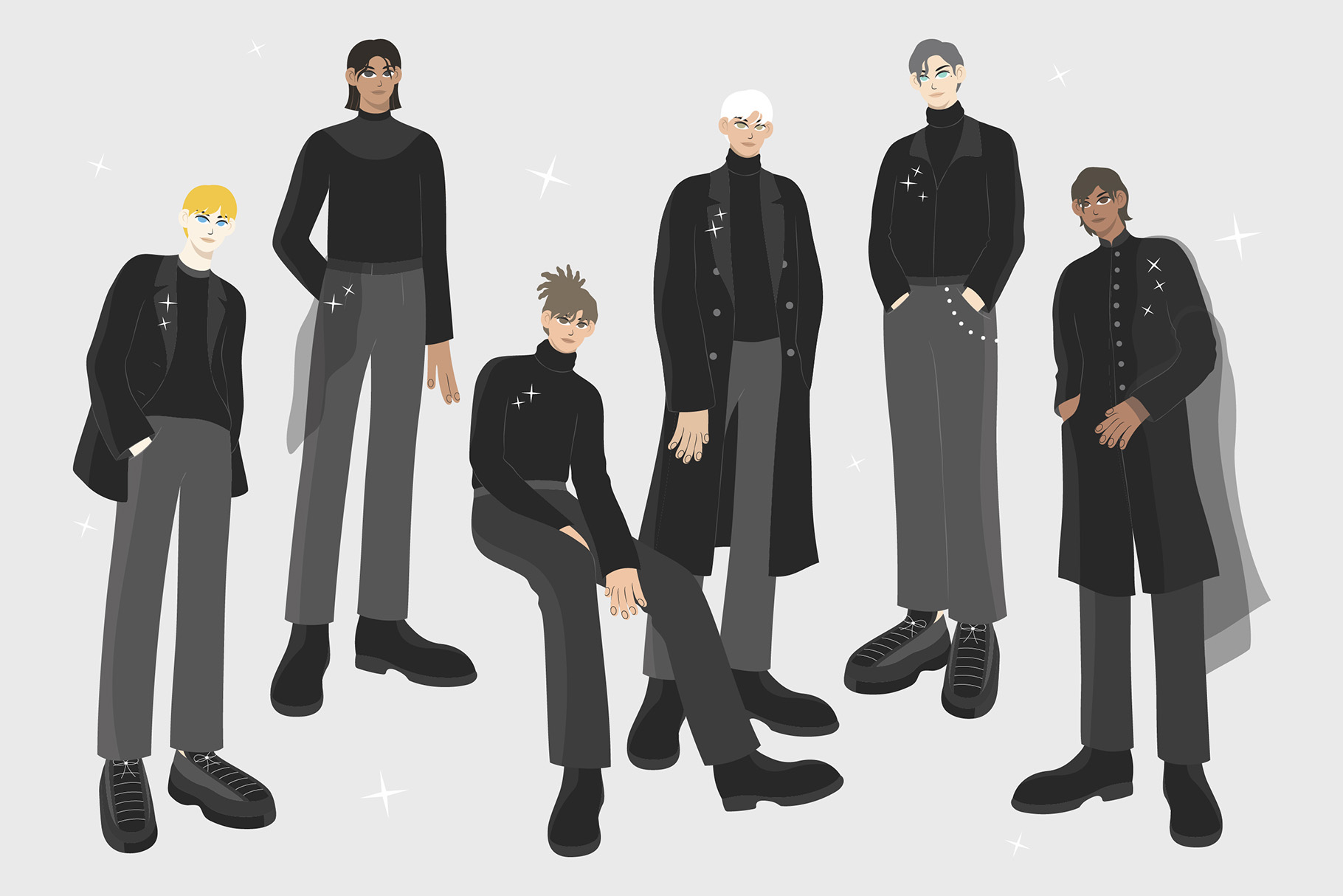 Men Illustrations Set (AI, EPS, PNG Format)