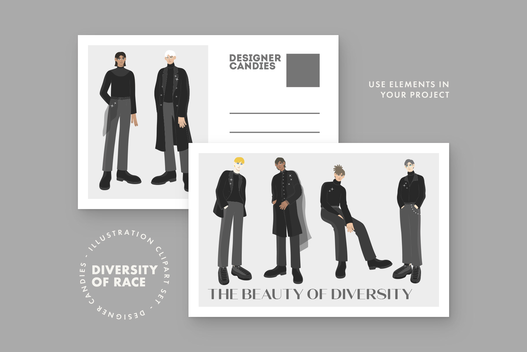 Men Illustrations Set (AI, EPS, PNG Format)