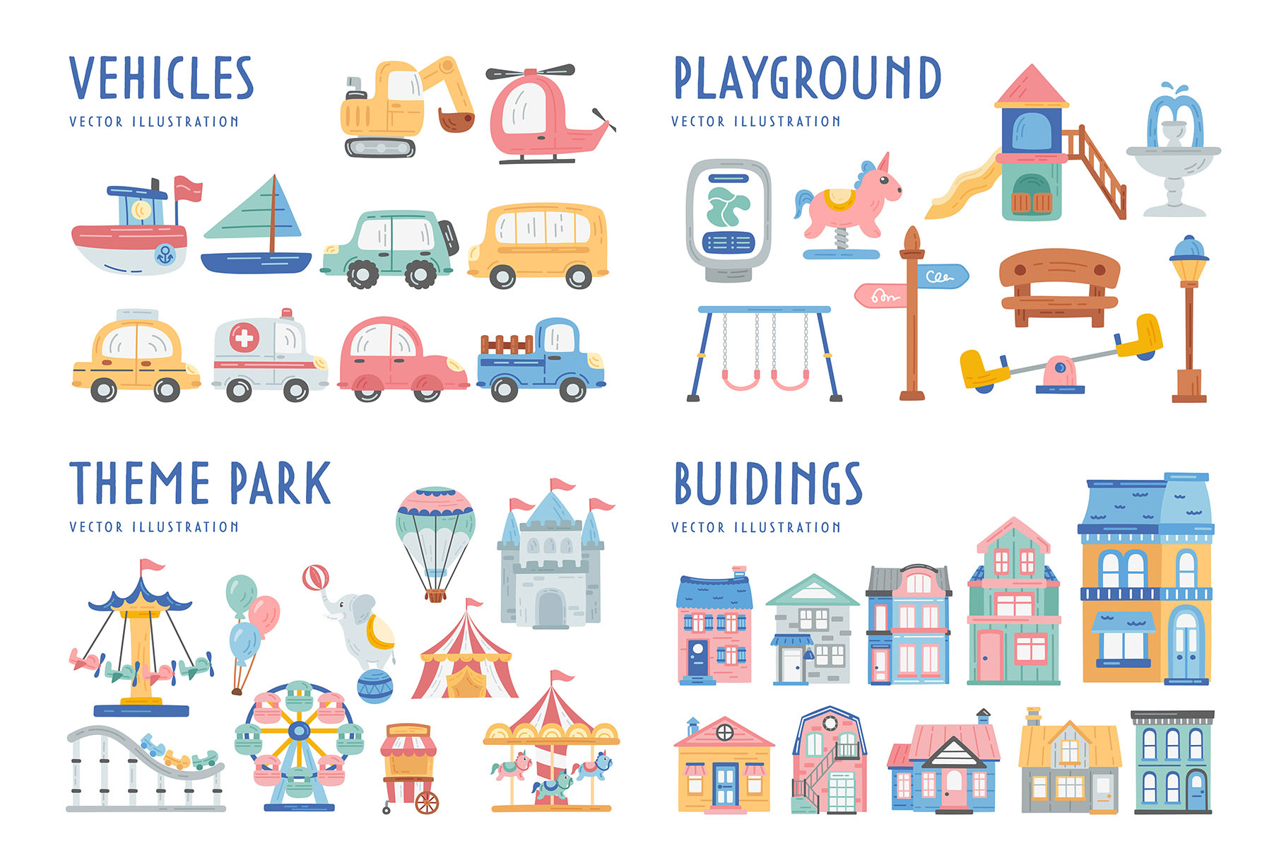 Cute Map Creator Kit (AI, EPS, PNG Format)