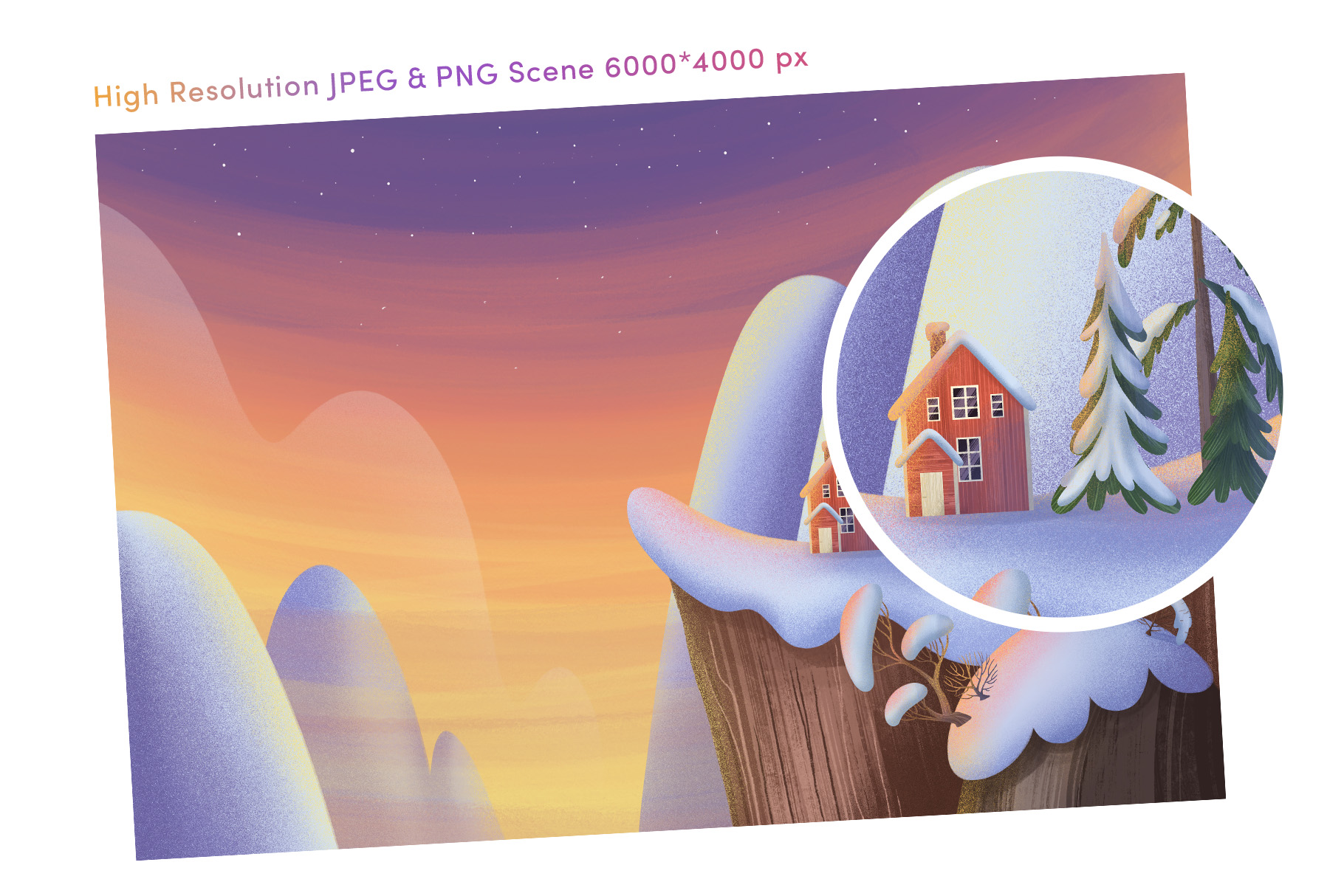 Winter Landscape Illustration Set (PSD, PNG, JPEG Format)