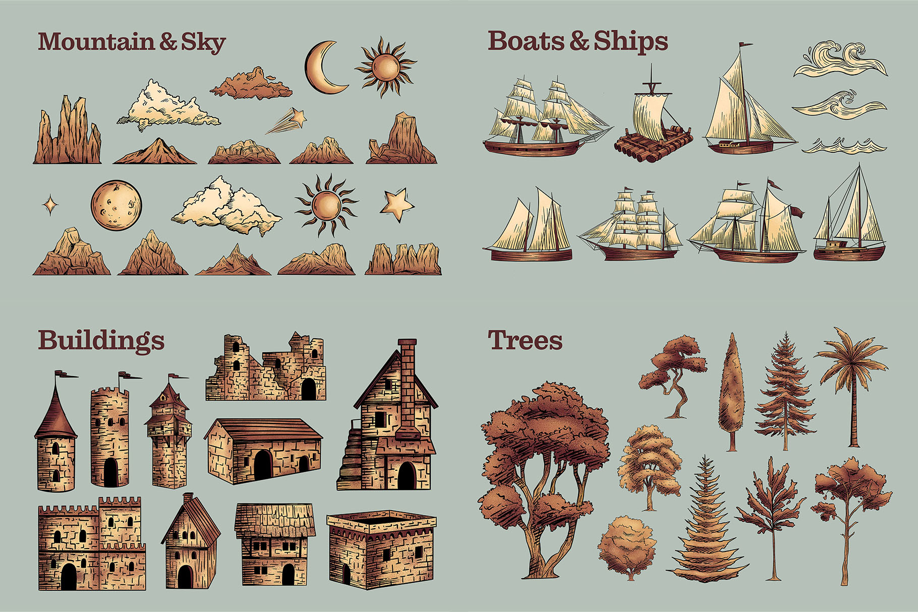 Vintage Map Creator Kit (PSD, PNG, PAT Format)