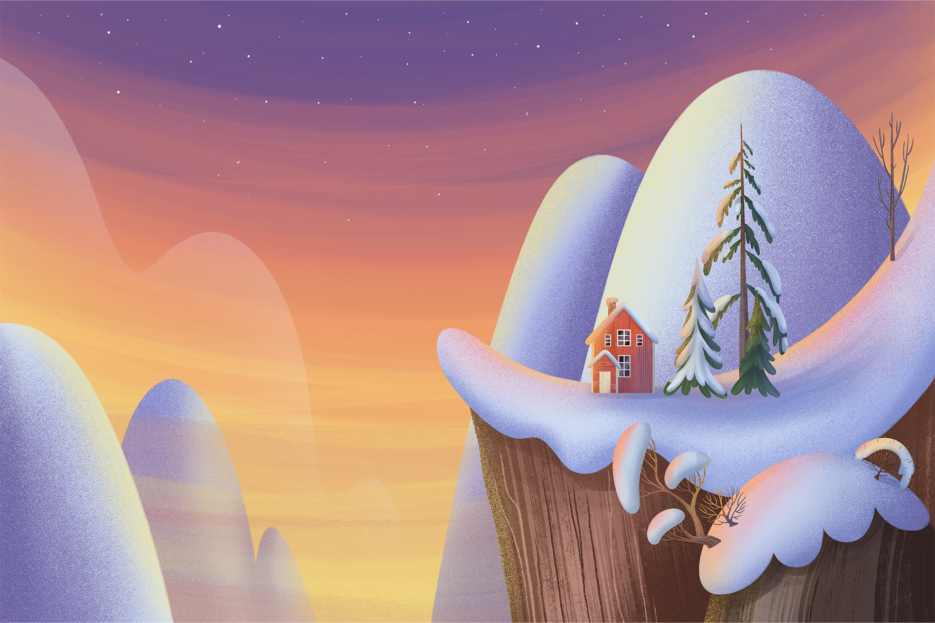 Winter Landscape Illustration Set (PSD, PNG, JPEG Format)