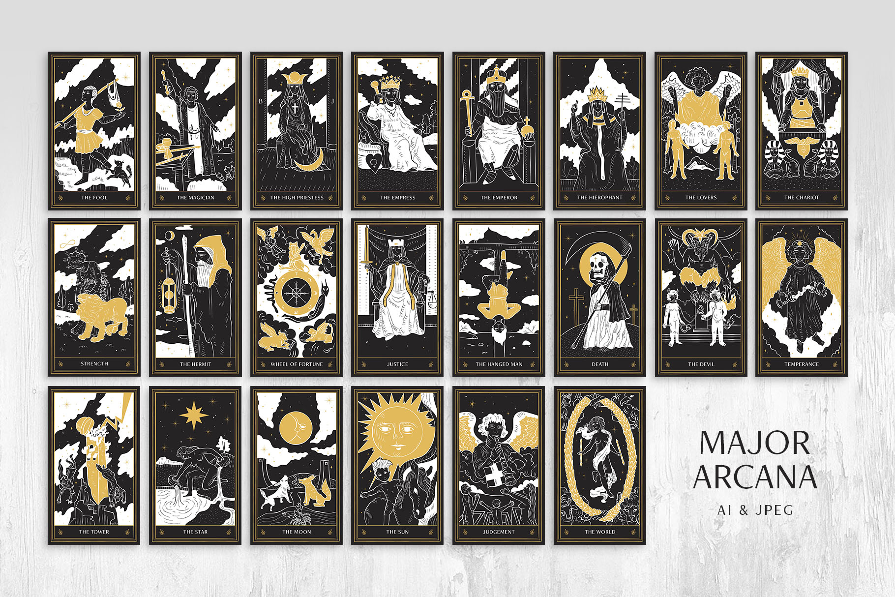 Tarot Card Illustration Set (AI Format)
