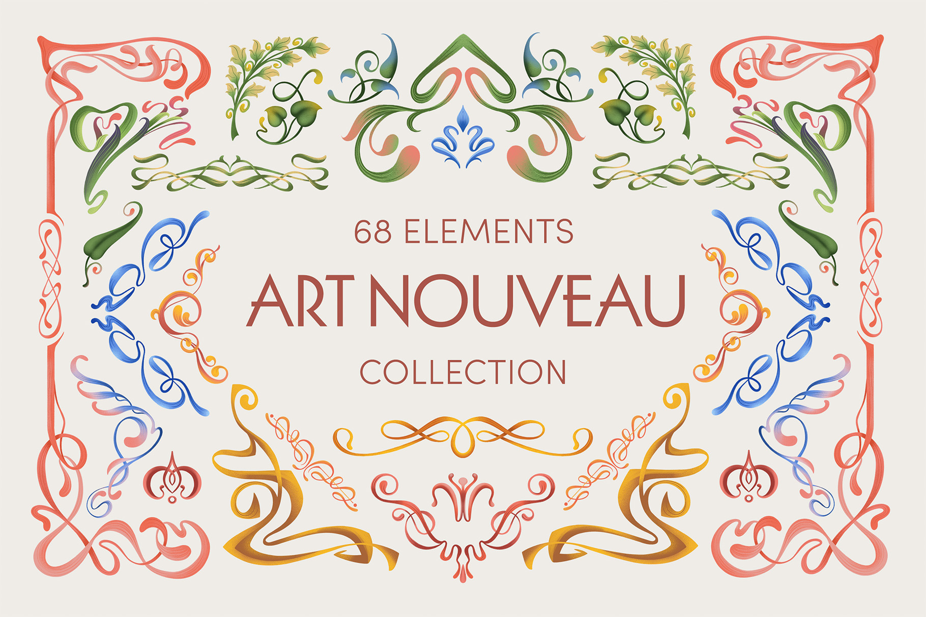 Art Nouveau Clipart Elements Set