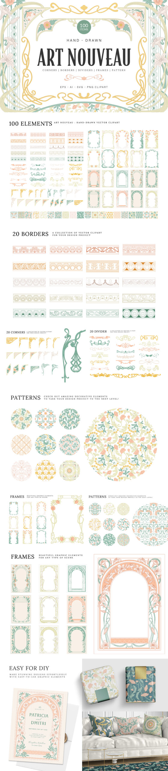 Art Nouveau Collection in AI EPS PNG SVG