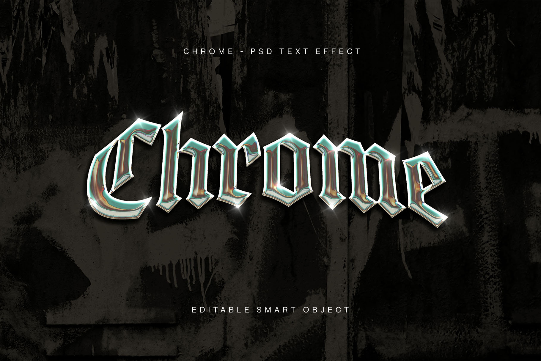 Chrome Text Effect in PSD format
