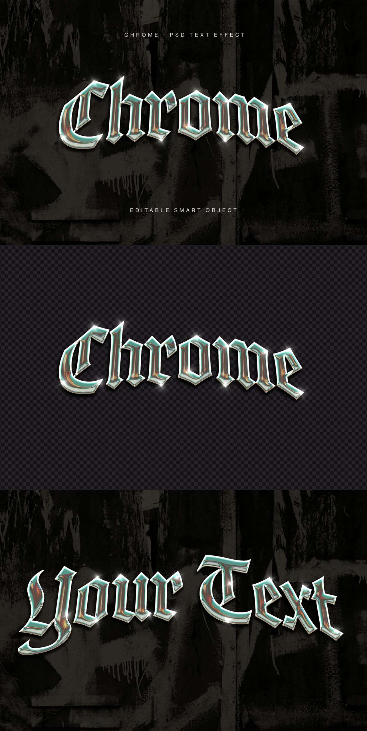 Chrome Text Effect in PSD format