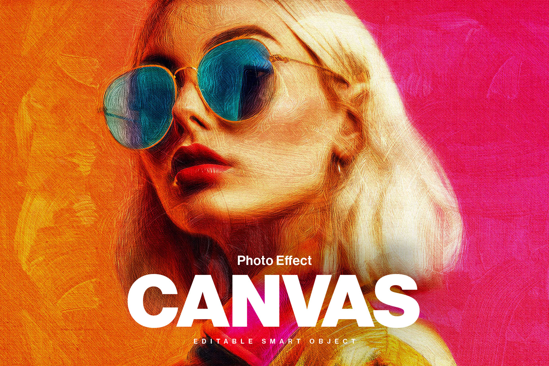 Oil Canvas Photo Effect in PSD for Photoshop