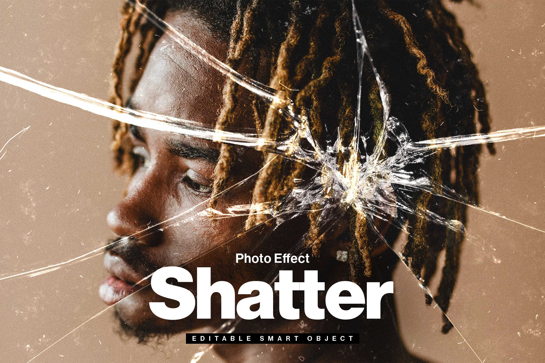 Shatter Broken Glass Photo Effect in PSD for Photoshop