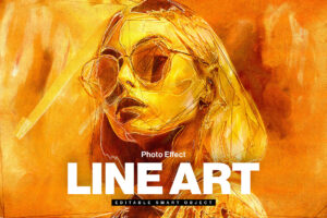 Abstract Line Art Photo Effect Template in PSD