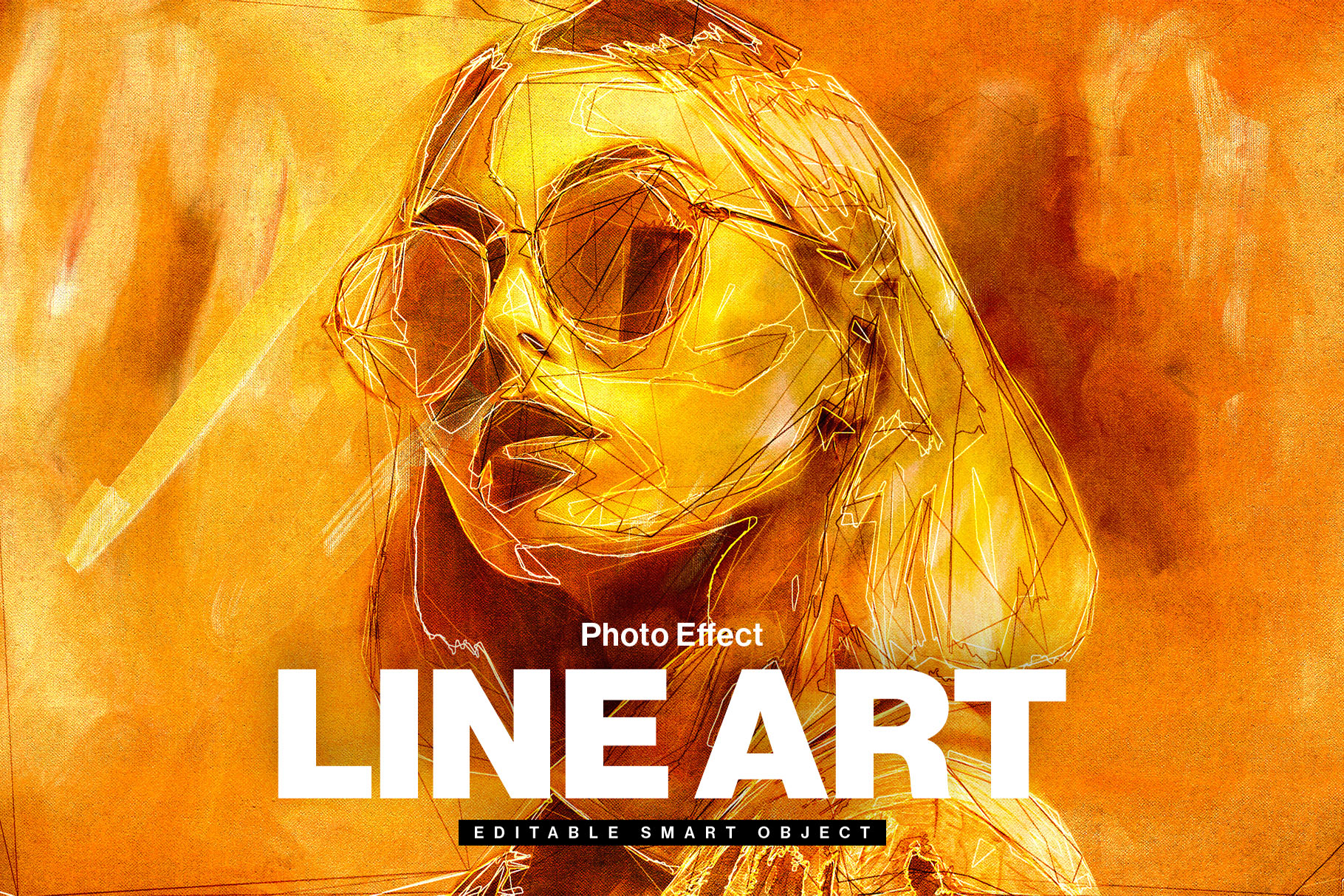Abstract Line Art Photo Effect Template in PSD