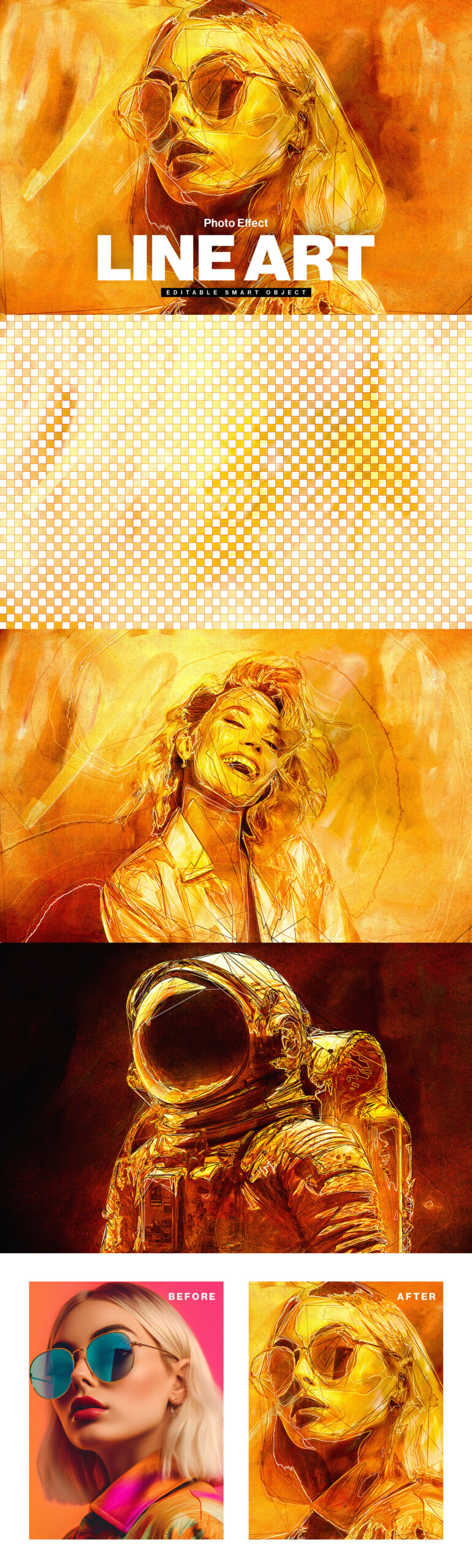 Abstract Line Art Photo Effect Template in PSD