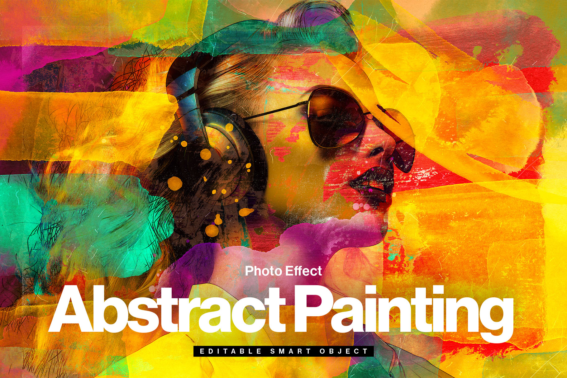 Abstract Painting Photo Effect Template in PSD