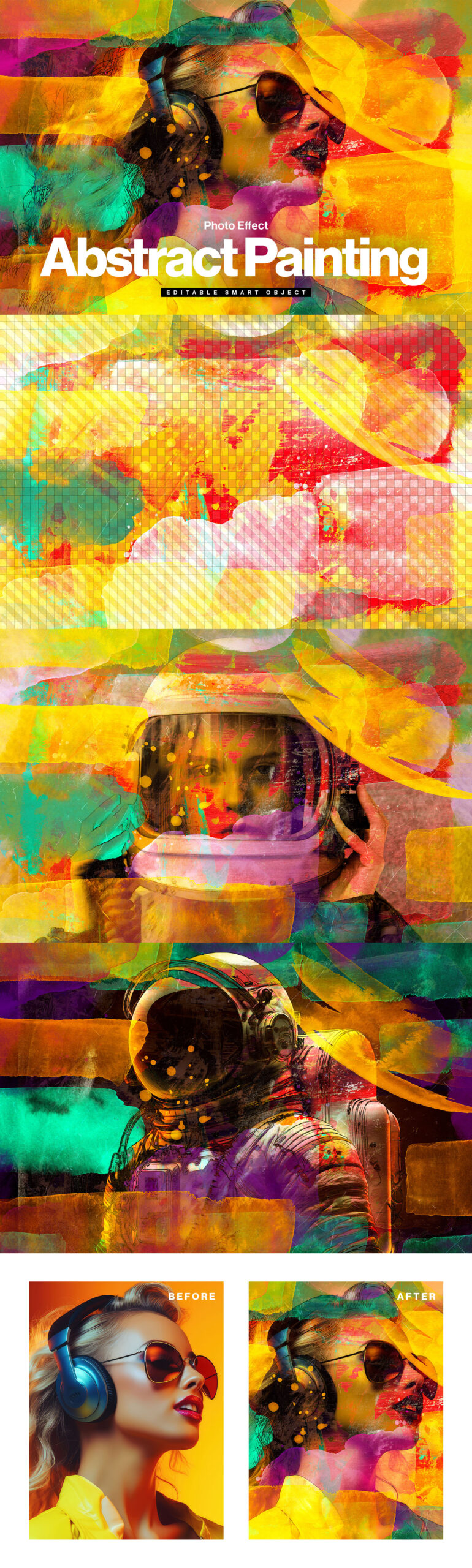 Abstract Painting Photo Effect Template in PSD