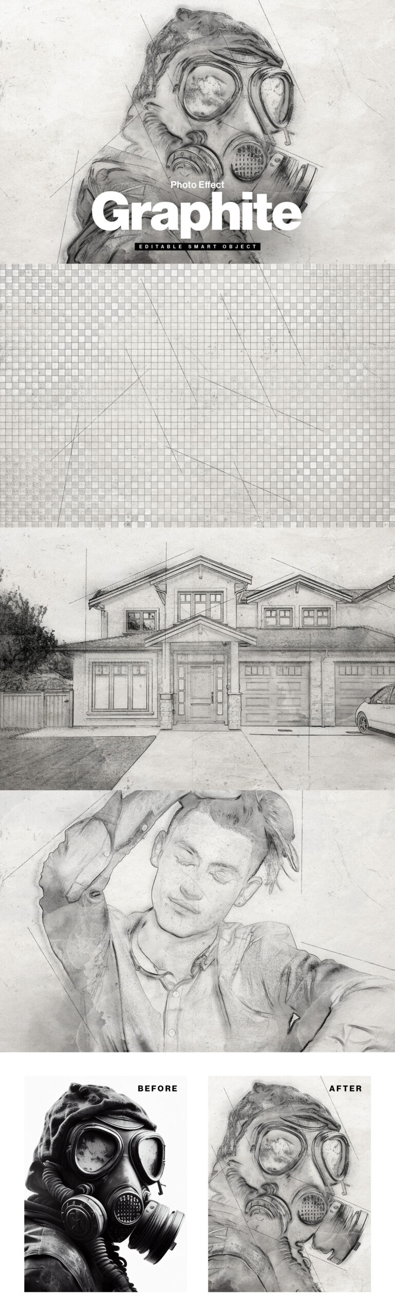 Graphite Pencil Sketch Photo Effect Template in PSD