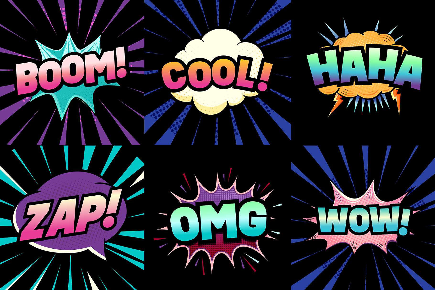 Cartoon Comic Speech Bubbles in AI EPS