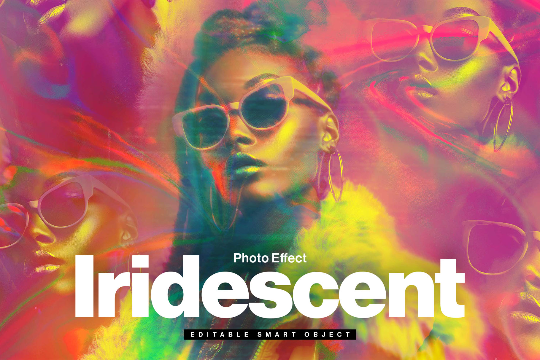 Iridescent Abstract Photo Effect Template PSD