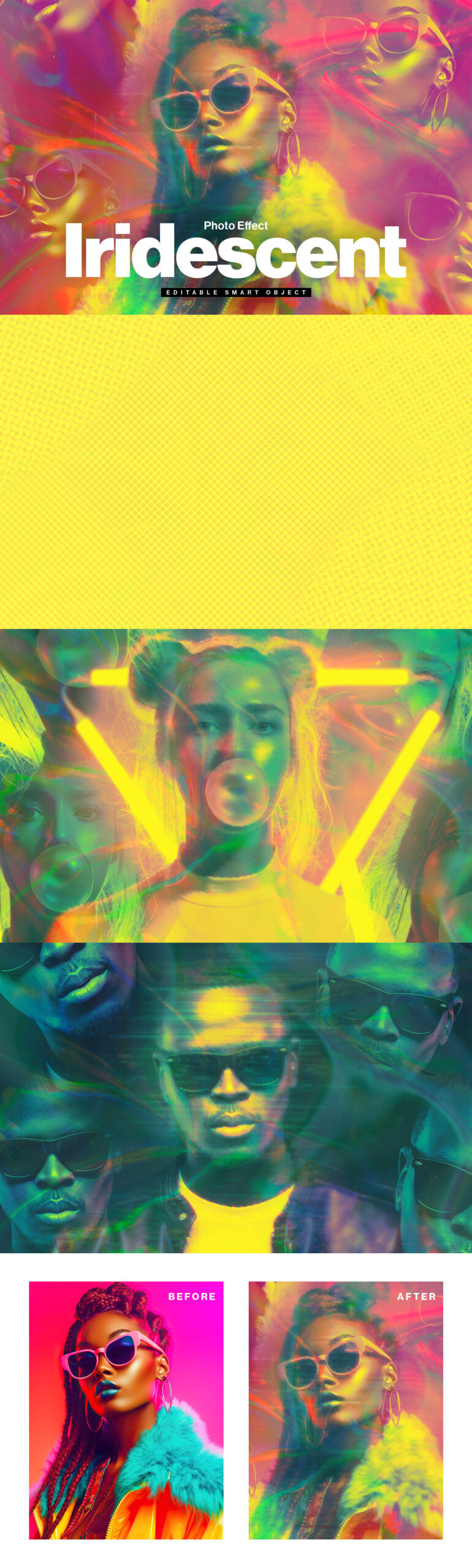 Iridescent Abstract Photo Effect Template PSDq