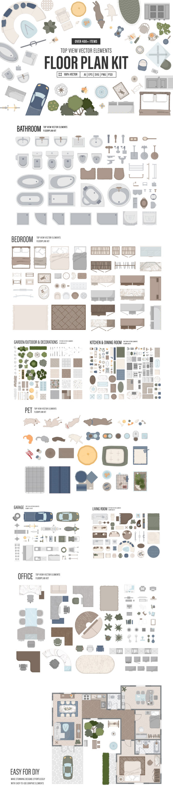 Floor Plan Kit in AI PSD EPS PNG Pat SVG