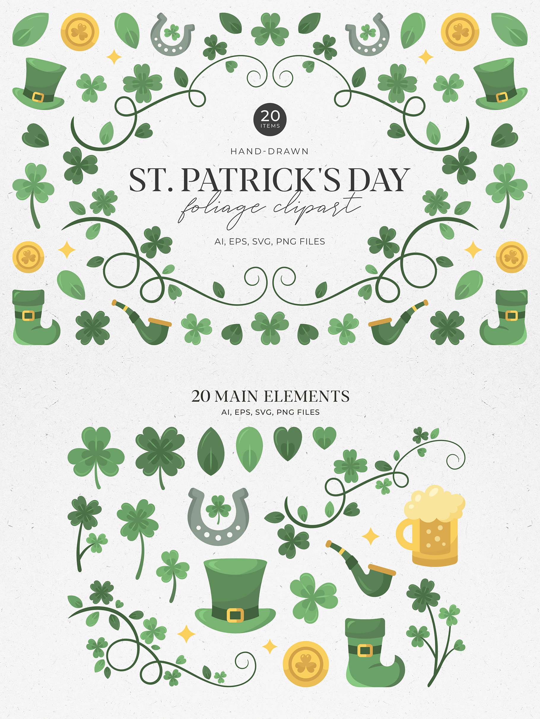 St. Patrick's Day Foliage Graphic Pack in AI EPS PNG SVG