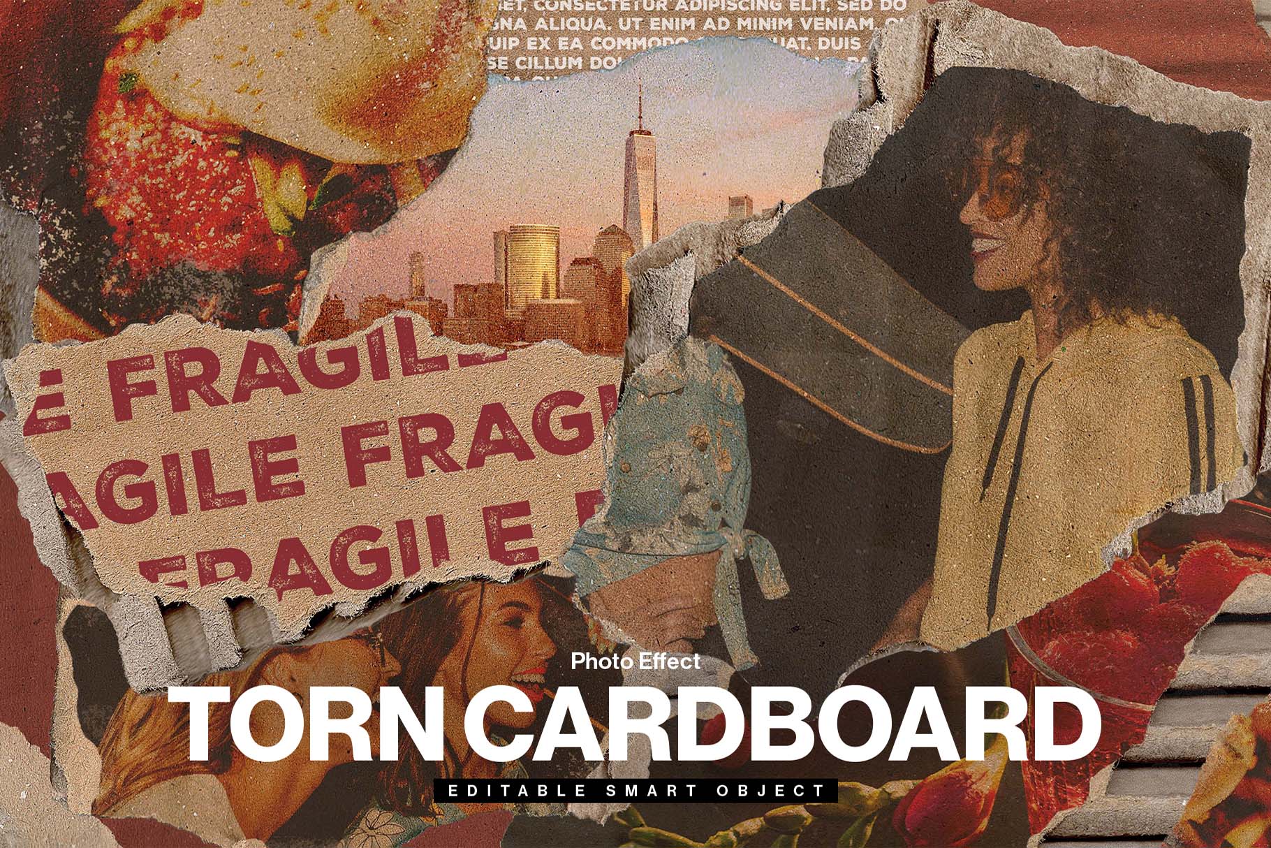 Torn Cardboard Photo Effect Template in PSD