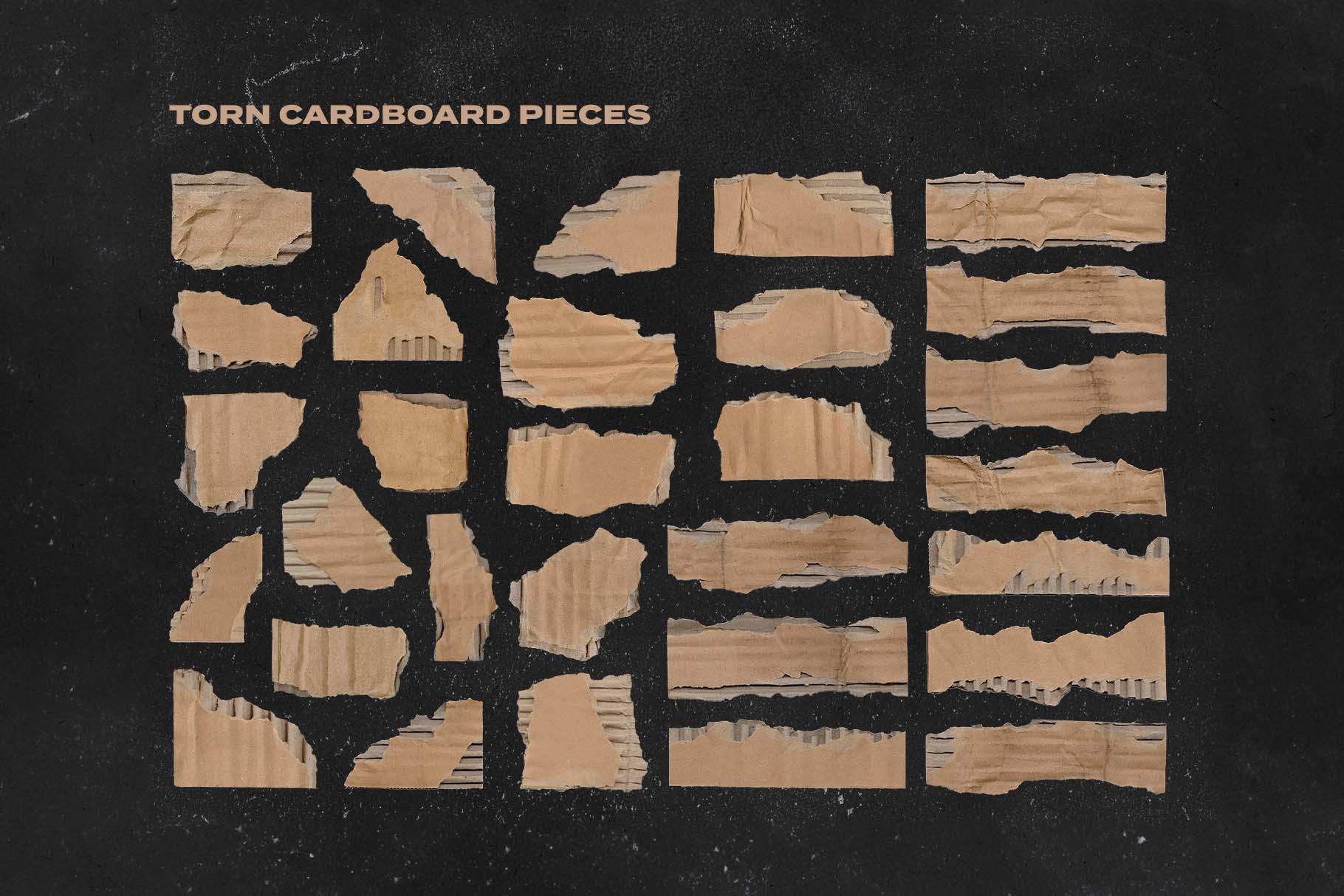 Torn Cardboard Pieces Pack in PSD & PNG