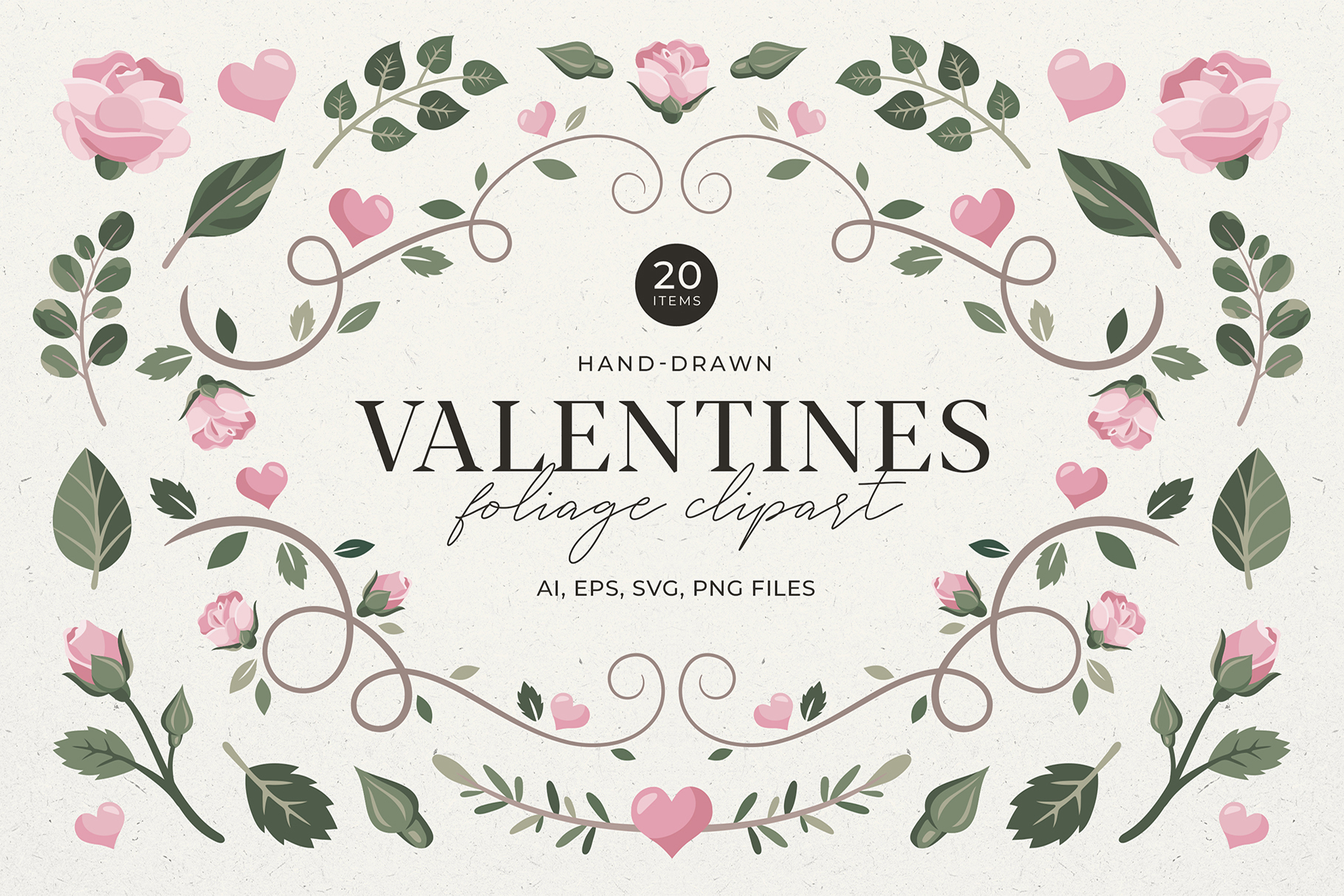 Valentines Foliage Graphic Pack AI EPS PNG