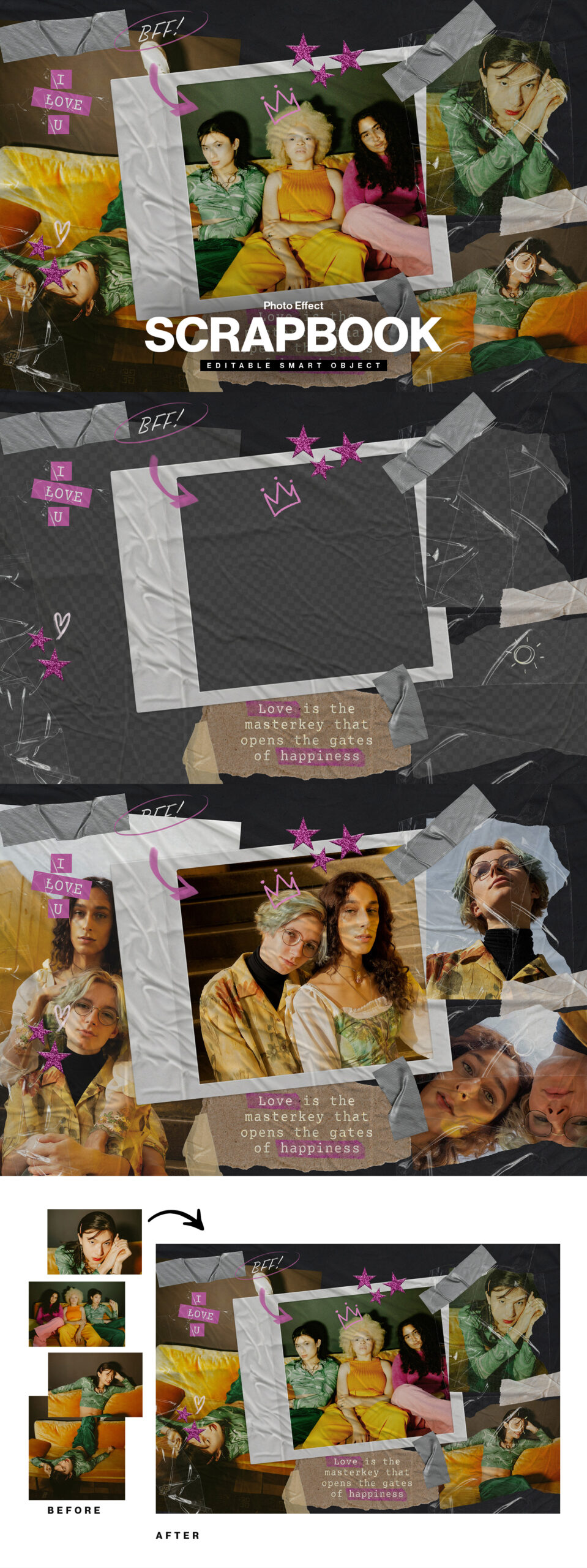 Scrapbook Photo Collage Template in Photoshop PSD