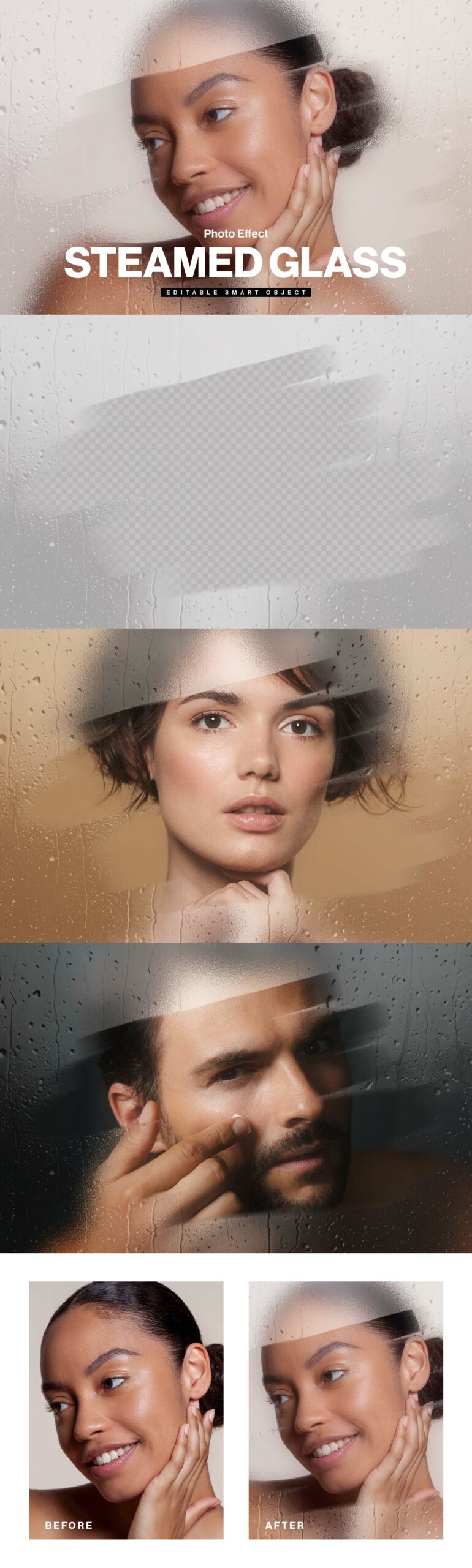 Steamed Glass Photo Effect Template in PSD