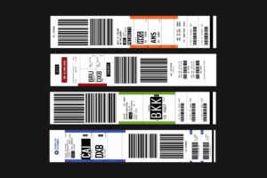 Airline Luggage Label Vector Illustration Set in AI EPS